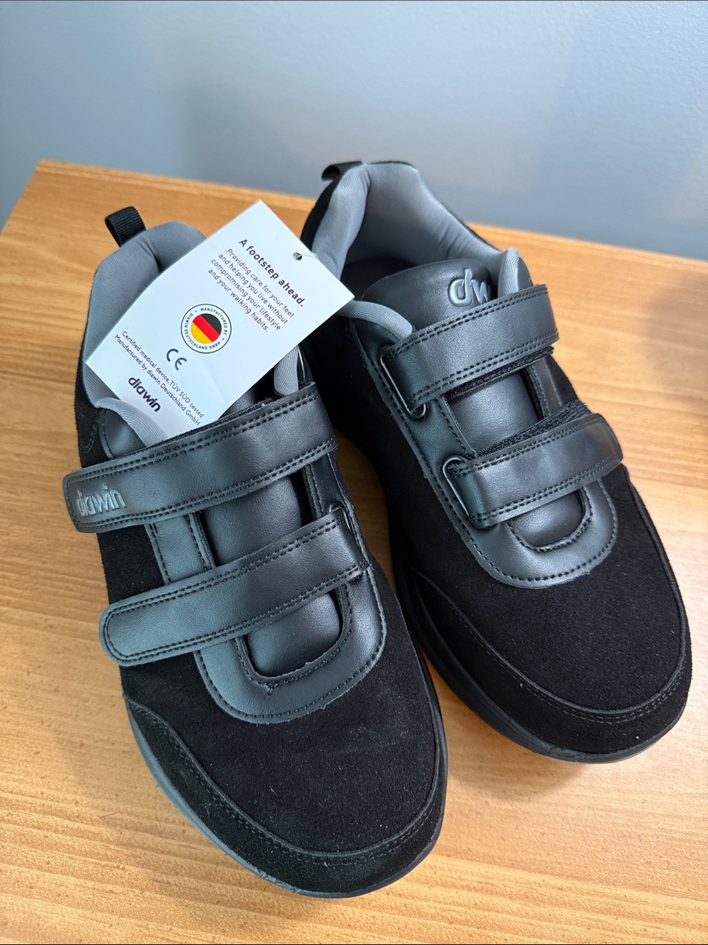 Diawin Men’s Black Velcro Slip-On Sneakers - Extra Wide